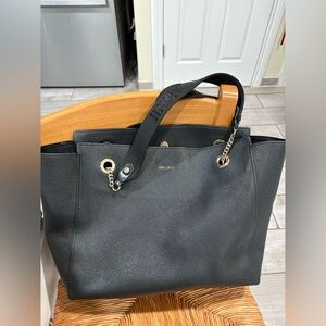 Jimmy Choo Black Leather Tote with Chain Detail